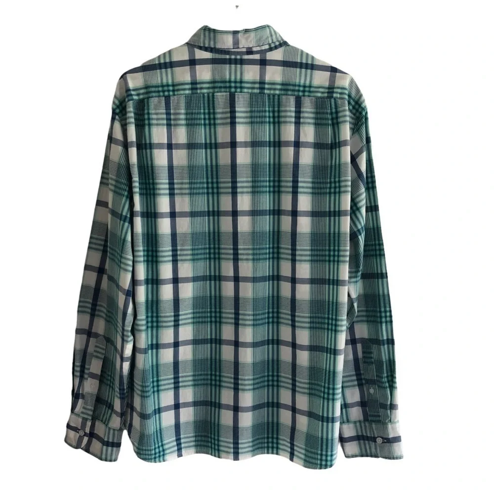 J. Crew Blue Green Plaid Cotton Long Sleeve Button Down Shirt XL
